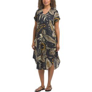 AYFEE Short Sleeve Printed Maxi Cover-up Dress